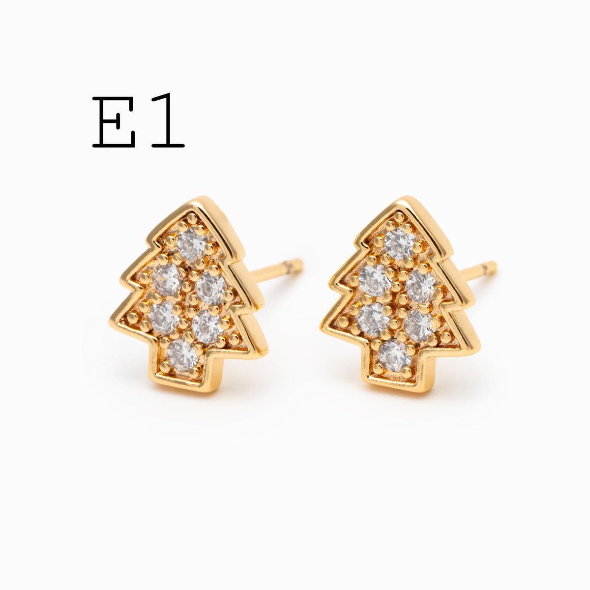 4pcs Gold/ Rhodium plated Brass Christmas Stud Earrings (GB-139)