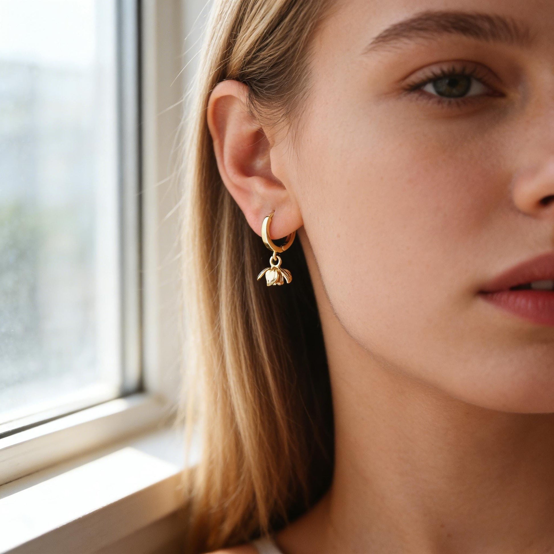 10pcs Gold/ Silver Tone Flower Bud Charms , 18K Gold plated Brass, Dainty Earring Charms (GB-1103)