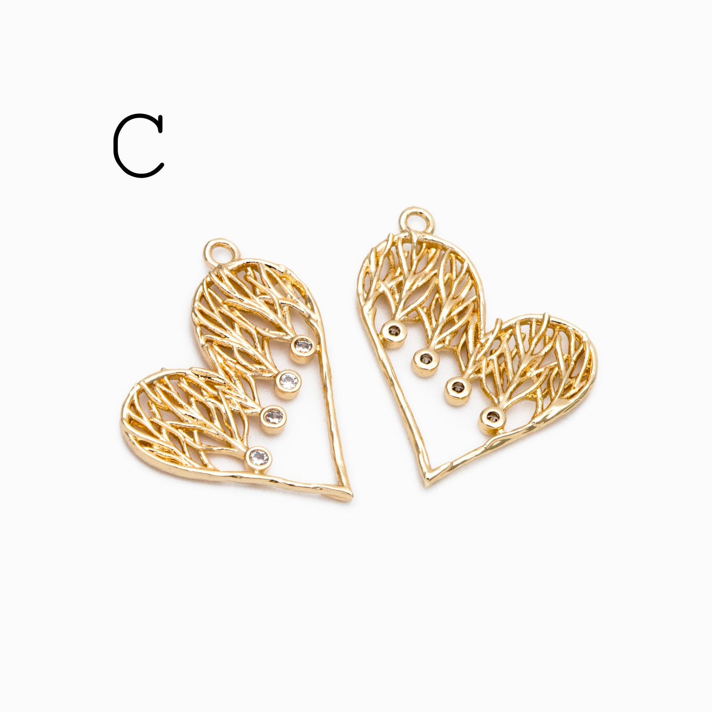 4pcs CZ Pave Geometric Charms: 18K Gold/Rhodium Plated Brass, DIY Jewelry Pendants (GB-2273)