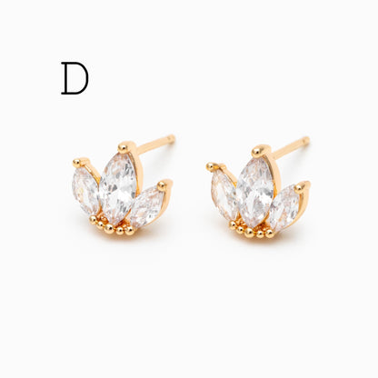 4pcs CZ Pave Dainty Earring, 18K Gold Plated Brass, Jewelry Making, Diy Material, Jewelry Supplies (GB-3369)