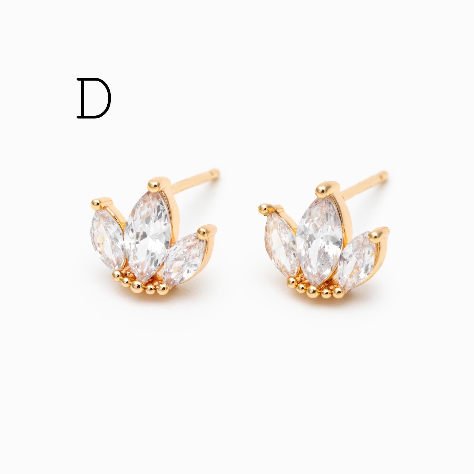 4pcs CZ Pave Dainty Earring, 18K Gold Plated Brass, Jewelry Making, Diy Material, Jewelry Supplies (GB-3369)