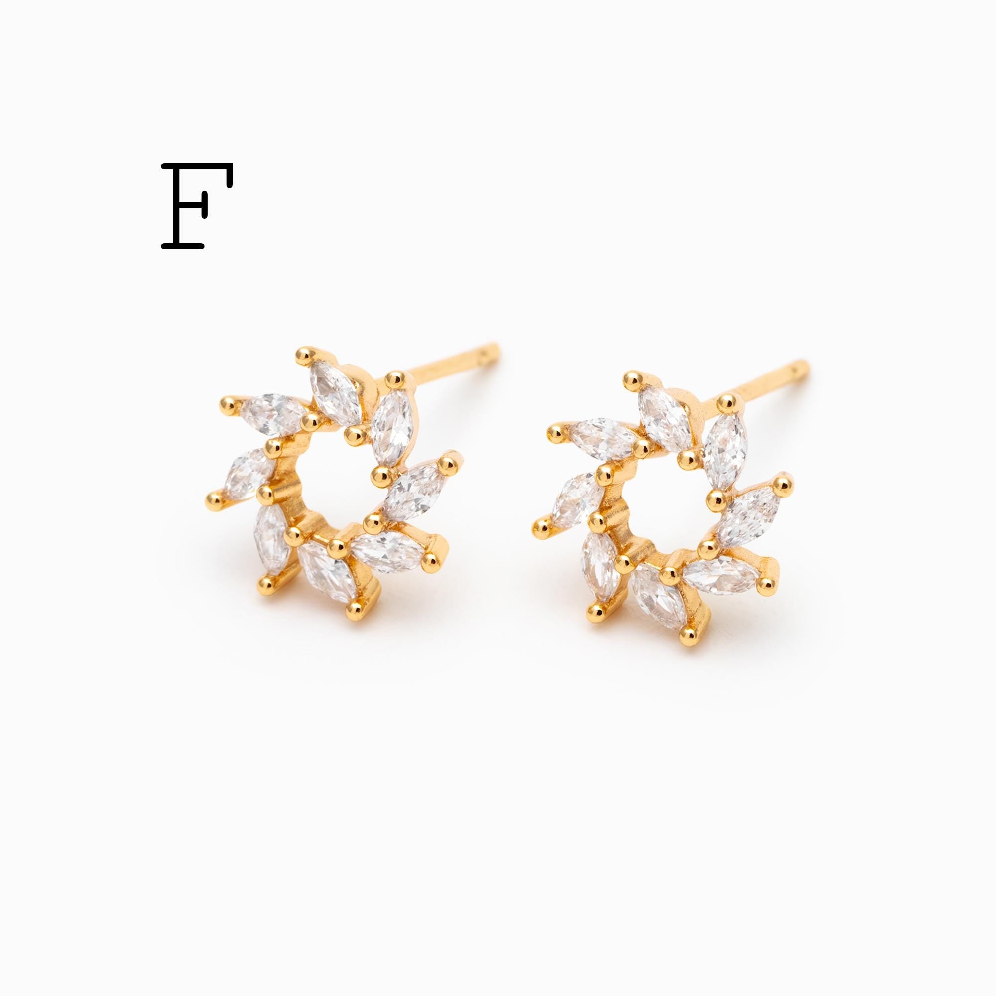 4pcs CZ Pave Dainty Earring, 18K Gold Plated Brass, Jewelry Making, Diy Material, Jewelry Supplies (GB-3369)