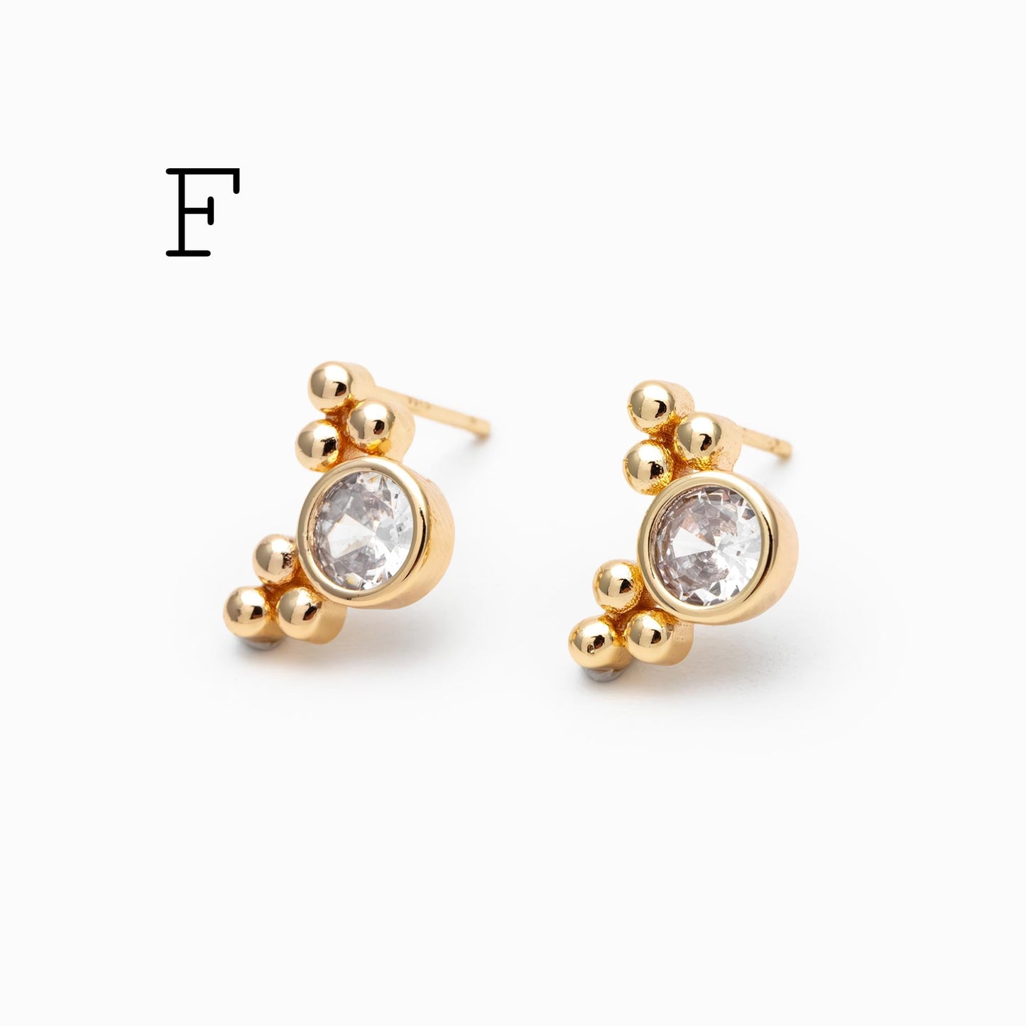 10pcs CZ Pave Geometric Earrings , Gold Plated Brass Dainty Stud Earrings (GB-3526)