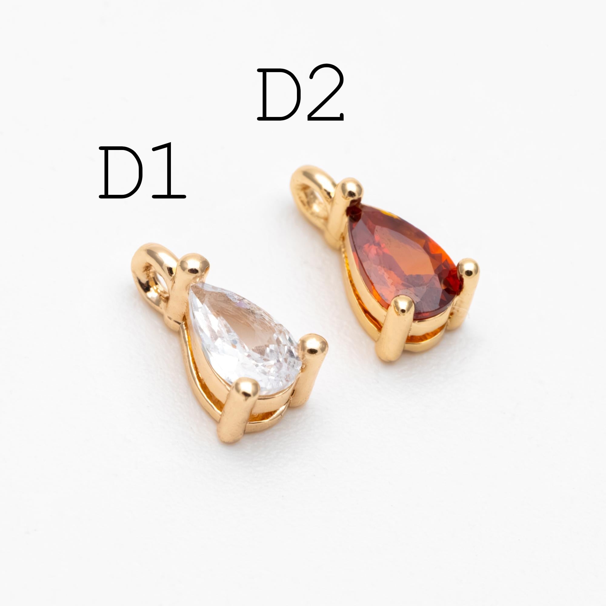 10pcs Gold/ Silver Tone Tiny CZ Charms, Gold/ Rhodium plated Brass, Jewelry Supplies (GB-4582)
