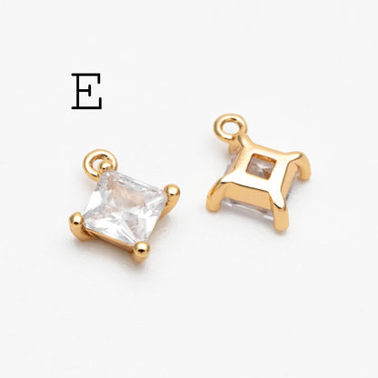 10pcs Gold/ Silver Tone Tiny CZ Charms, Gold/ Rhodium plated Brass, Jewelry Supplies (GB-4582)