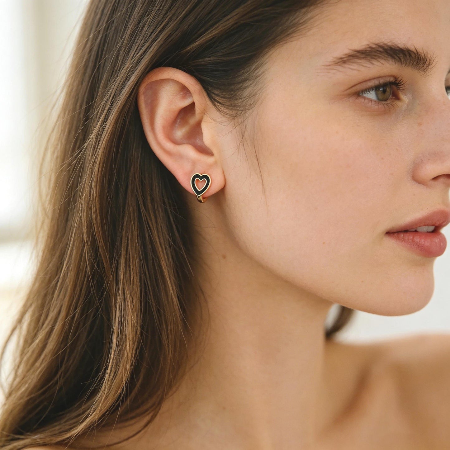 4pcs Gold Enamel Hoop Earrings, 18K Gold plated Brass, Minimalist Huggie Earrings (GB-3839)