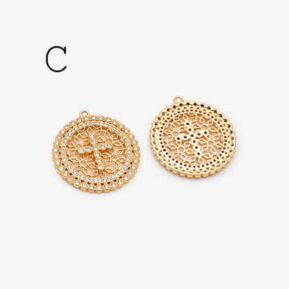 4pcs CZ pave Gold Cross Pendant, Christian Cross Pendant, Snake Charms, Ankh, Jewelry Supplies (GB-2288)
