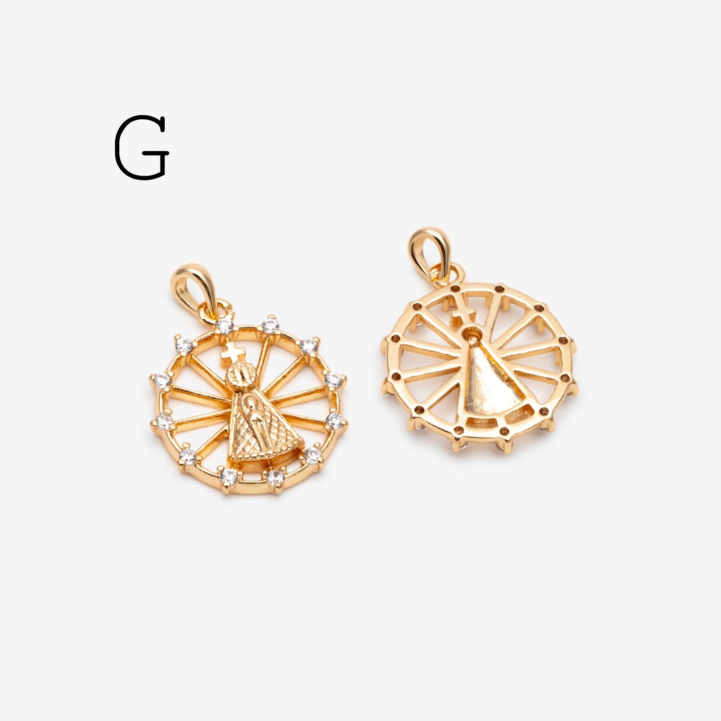 4pcs CZ pave Gold Cross Pendant, Christian Cross Pendant, Snake Charms, Ankh, Jewelry Supplies (GB-2288)