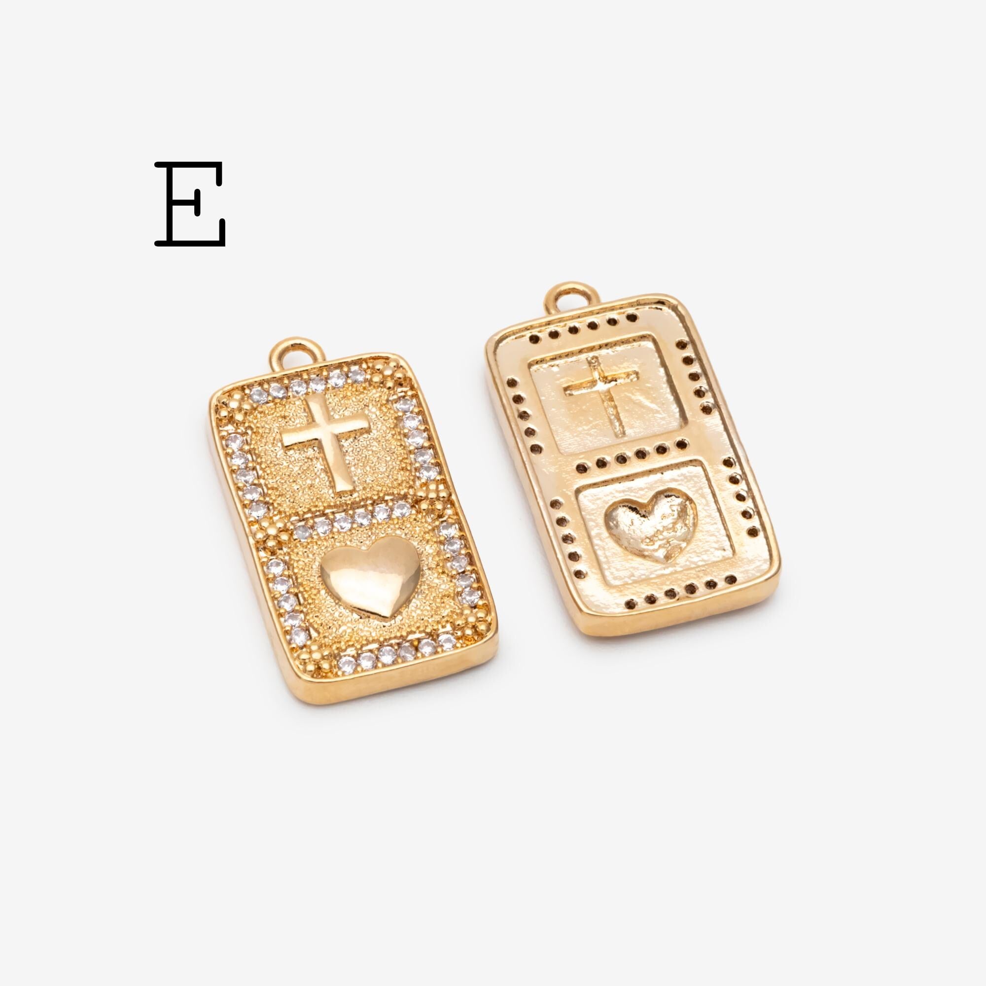 4pcs CZ pave Gold Cross Pendant, Christian Cross Pendant, Snake Charms, Ankh, Jewelry Supplies (GB-2288)