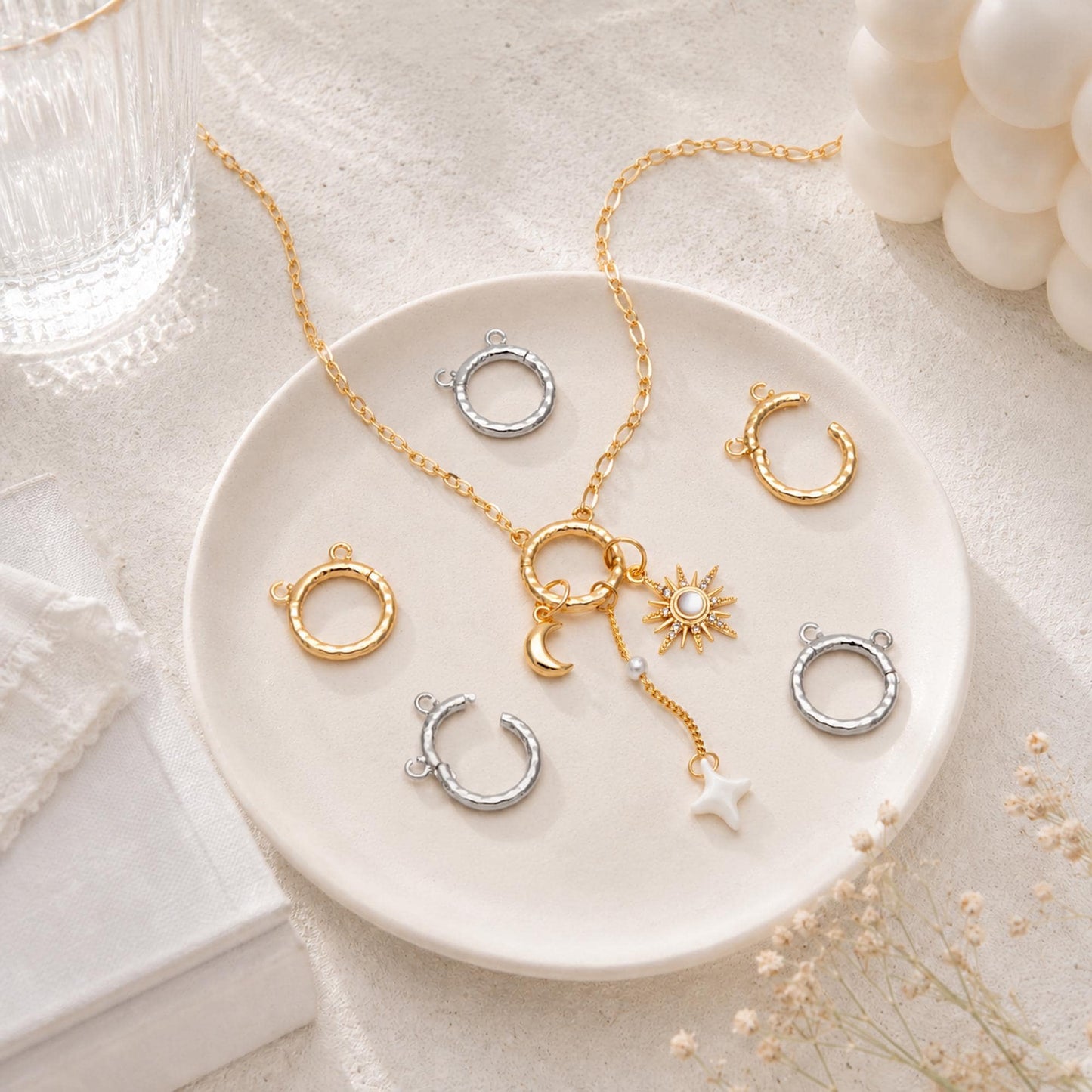 4pcs Gold Circle Clasp, Round Hammered Clasp for DIY Jewelry Making Supply (GB-4778)