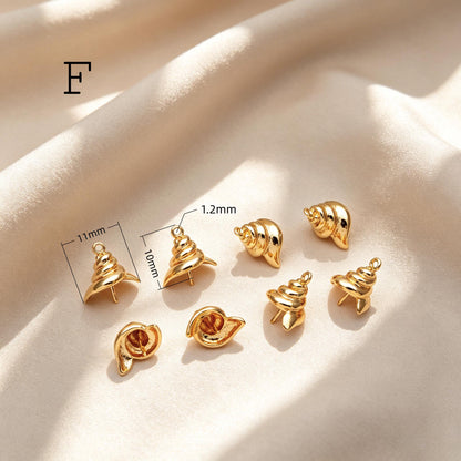 Glass Pearl Charms, 18K Gold plated Brass, Cup With Peg Pearl Bails (GB-4773)