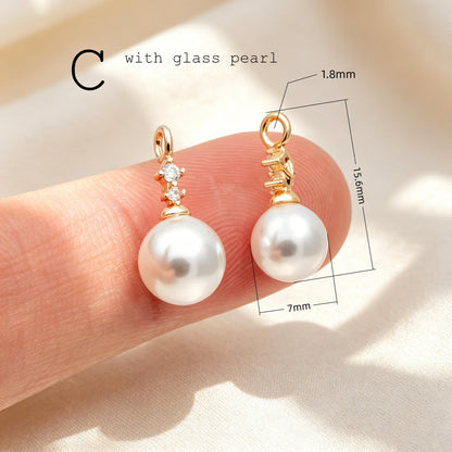 Glass Pearl Charms, 18K Gold plated Brass, Cup With Peg Pearl Bails (GB-4773)