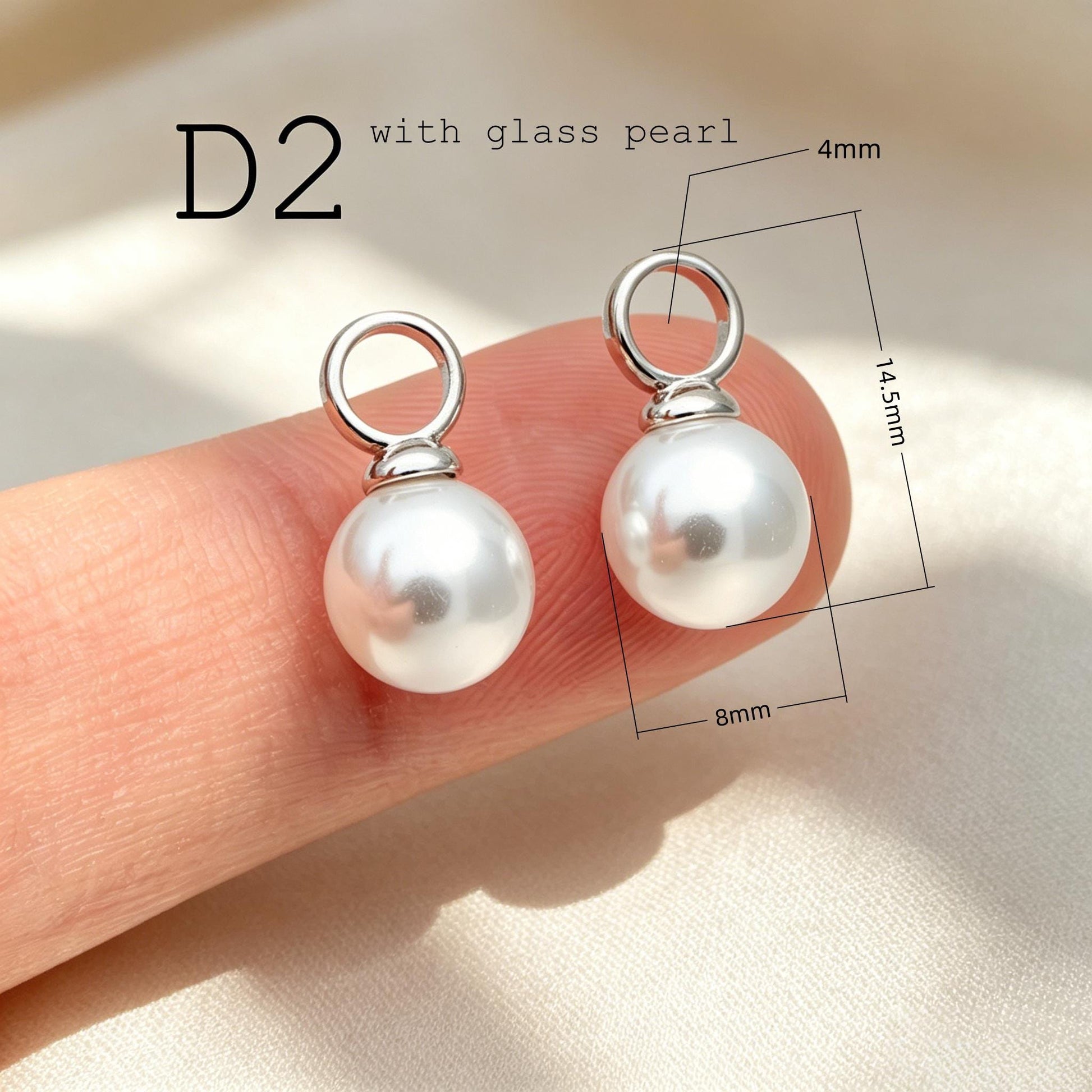 Glass Pearl Charms, 18K Gold plated Brass, Cup With Peg Pearl Bails (GB-4773)