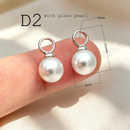Glass Pearl Charms, 18K Gold plated Brass, Cup With Peg Pearl Bails (GB-4773)