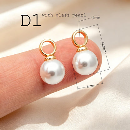 Glass Pearl Charms, 18K Gold plated Brass, Cup With Peg Pearl Bails (GB-4773)