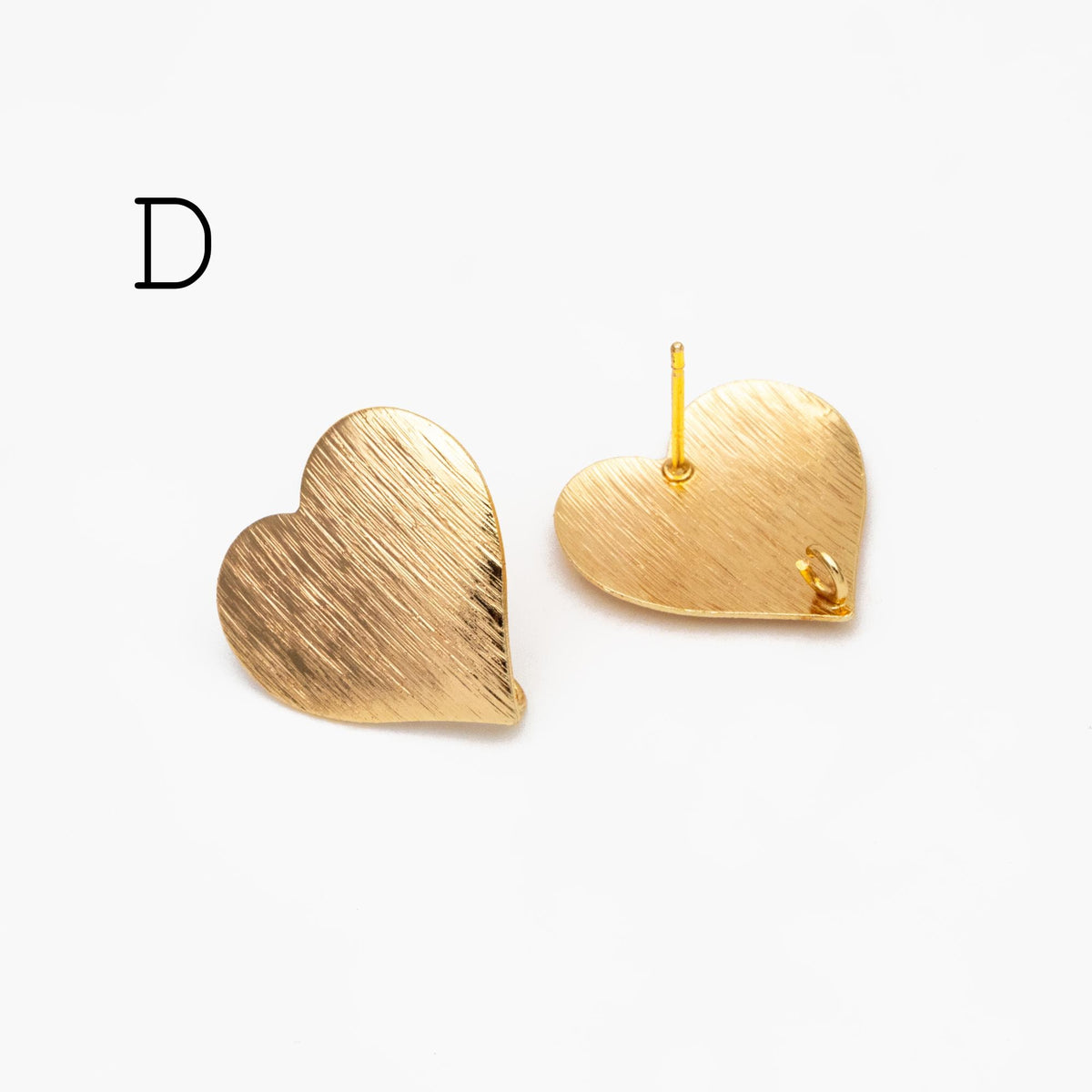 10pcs Brushed Gold Ear Posts with Loops, Real Gold Plated Brass, Geometric Earring Studs (GB-263)