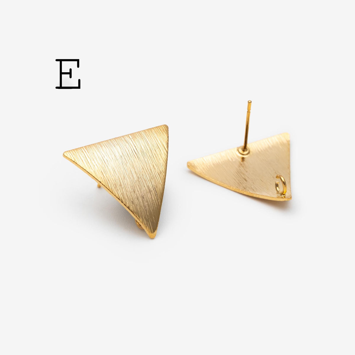 10pcs Brushed Gold Ear Posts with Loops, Real Gold Plated Brass, Geometric Earring Studs (GB-263)