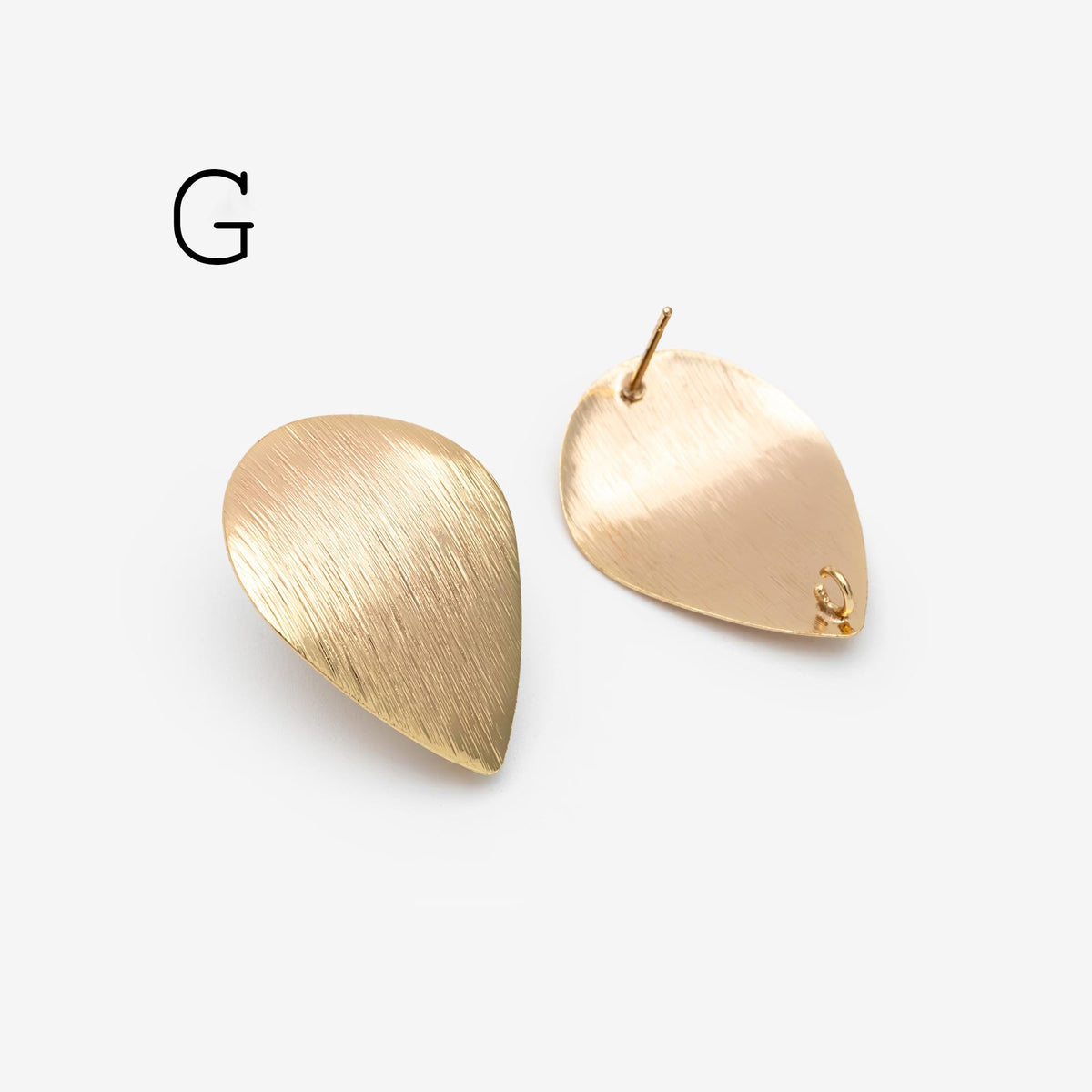 10pcs Brushed Gold Ear Posts with Loops, Real Gold Plated Brass, Geometric Earring Studs (GB-263)