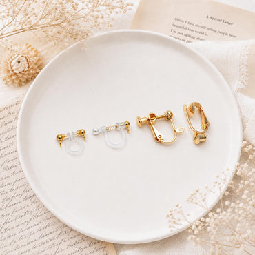 10pcs Clip On Earring Findings, Gold/ Silver tone Non Pierced Earrings (GB-251)