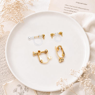 10pcs Clip On Earring Findings, Gold/ Silver tone Non Pierced Earrings (GB-251)