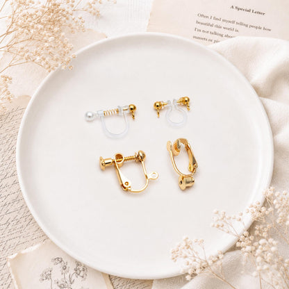 10pcs Clip On Earring Findings, Gold/ Silver tone Non Pierced Earrings (GB-251)