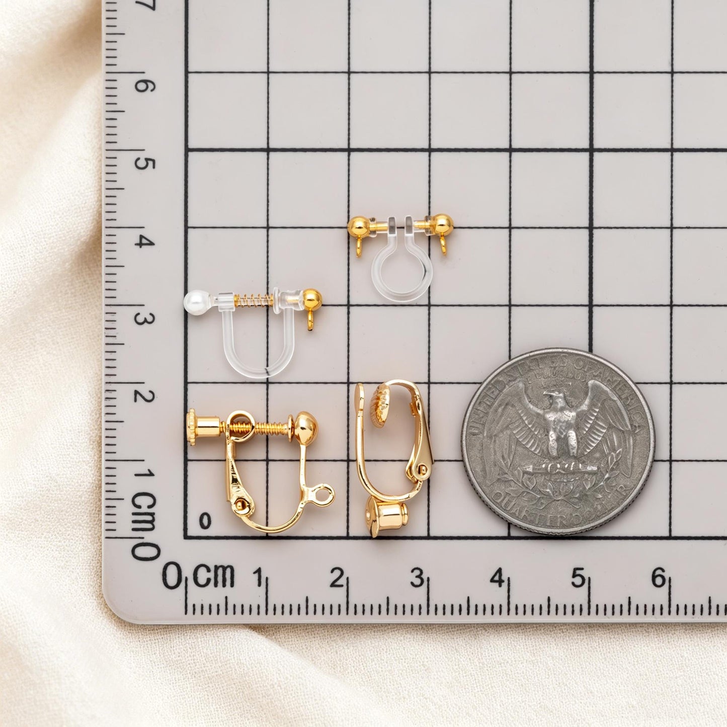 10pcs Clip On Earring Findings, Gold/ Silver tone Non Pierced Earrings (GB-251)