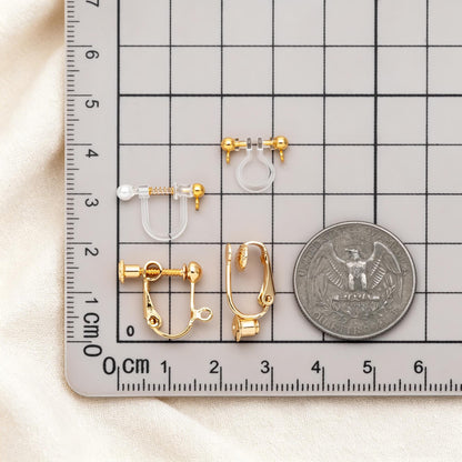 10pcs Clip On Earring Findings, Gold/ Silver tone Non Pierced Earrings (GB-251)