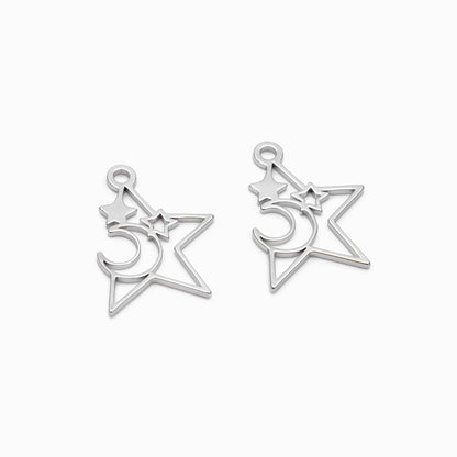 10pcs Gold Star Charm, Earring Findings, Jewelry Making, Diy Material, Jewelry Supplies (GB-2291)