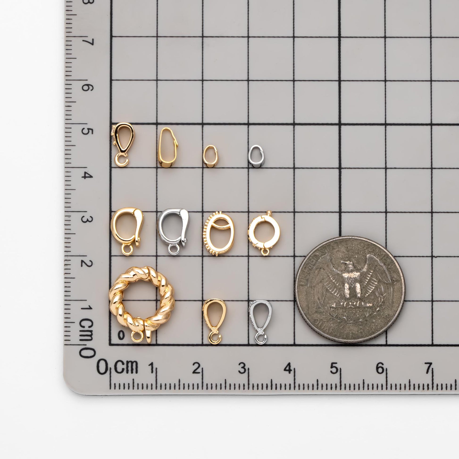 10pcs Gold/ Silver Tone Bail Connector, Gold/ Rhodium Plated Bails, Small Bail, Jewelry Bail, Pendant Bails, Metal Bails (GB-1468)