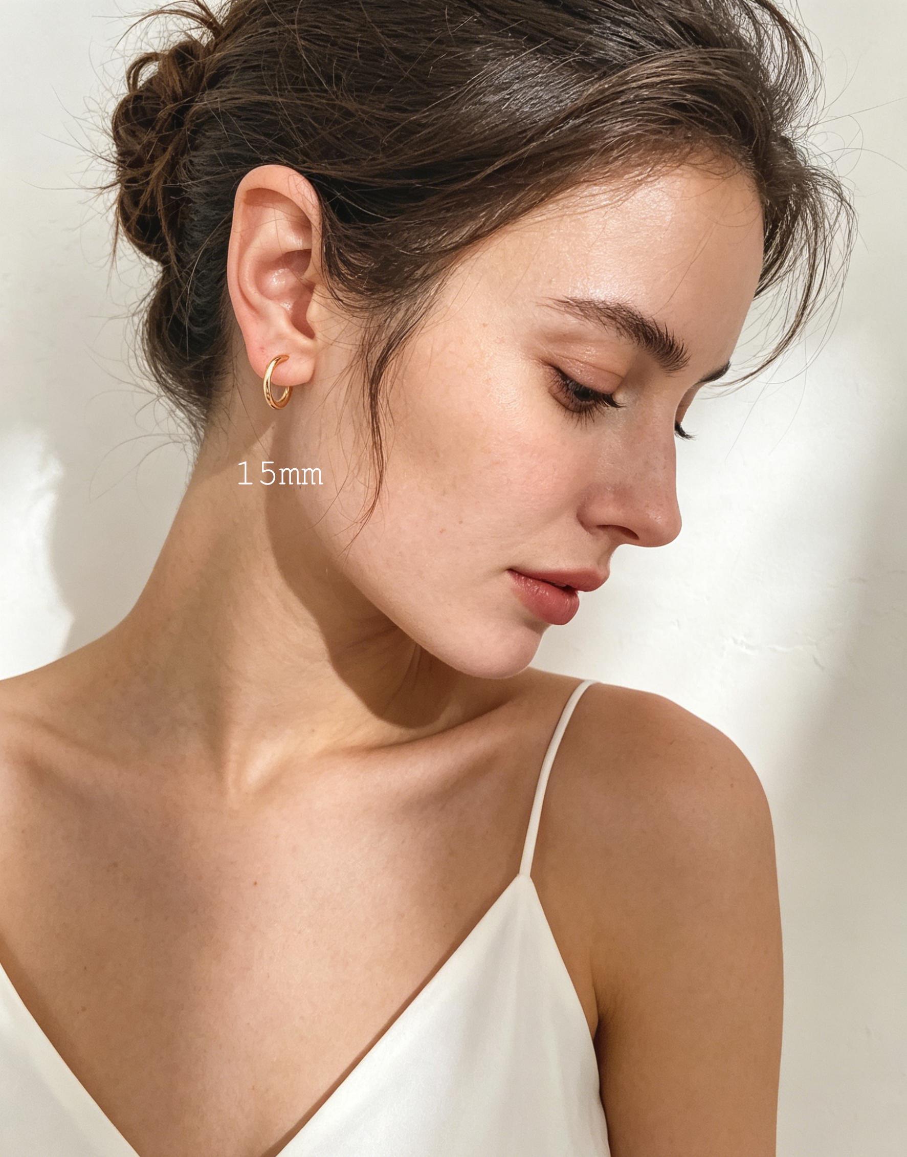 10pcs Gold Hoop Earrings, 2mm Thick, Size 15/20/25/30/35mm, 18K gold plated on Brass, Classic Hoop Earrings (GB-3270)