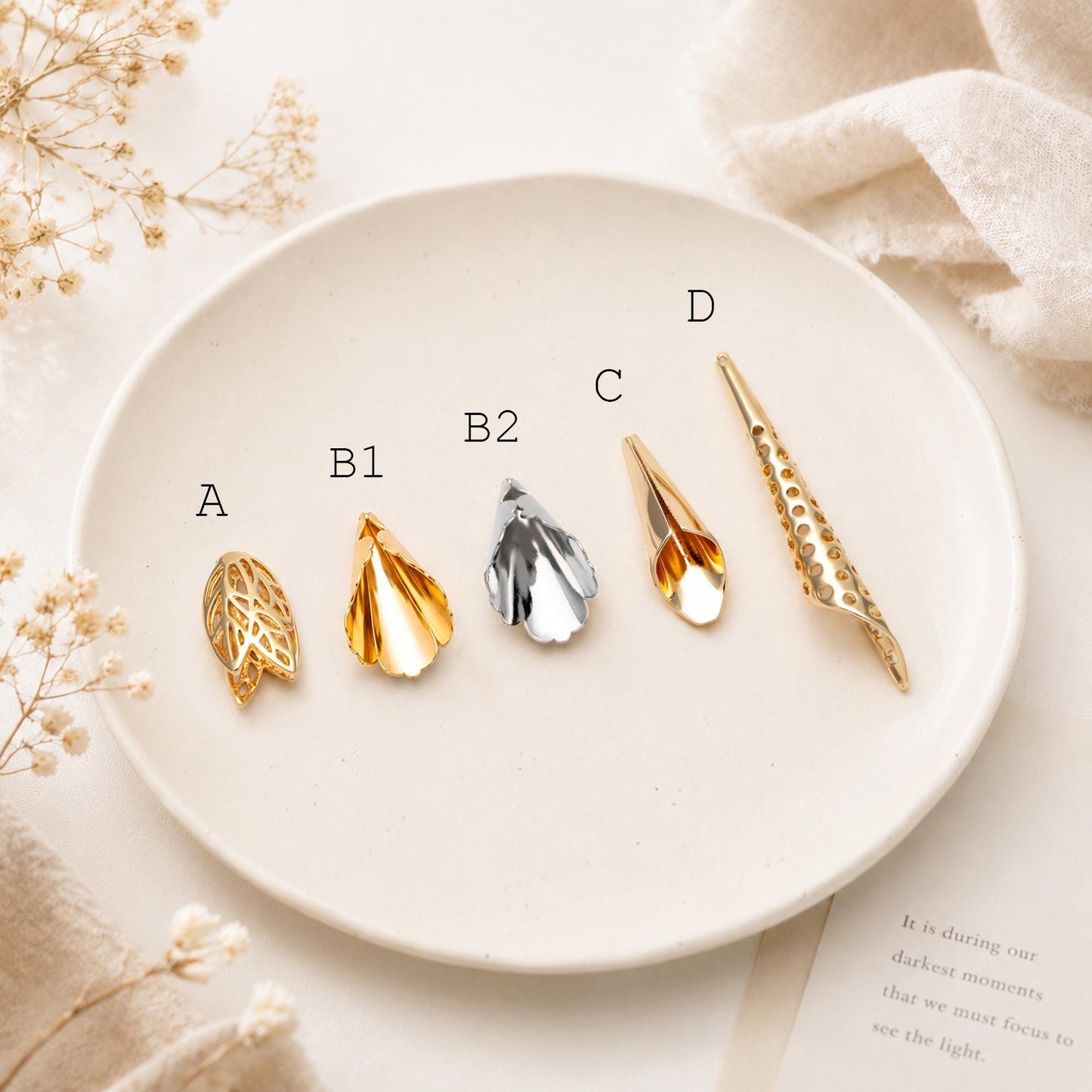 10pcs Gold/ Silver tone Bead Caps 18x11mm, Gold/ Rhodium plated Brass Tassel Caps, Lead Nickel Free (GB-1052)