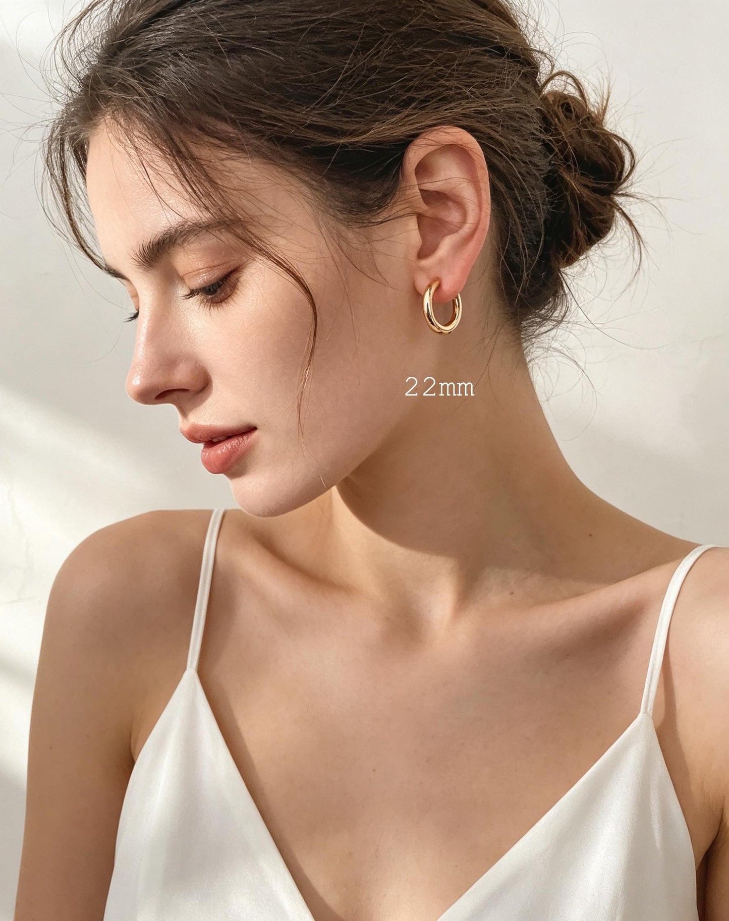 4pcs Gold/ Silver Tone Chunky Hoop Huggies, 4mm Thick, 18/ 20/ 22/ 24/ 26mm, Stainless Steel Hoop Earrings, Minimalist Earrings (GB-3301)