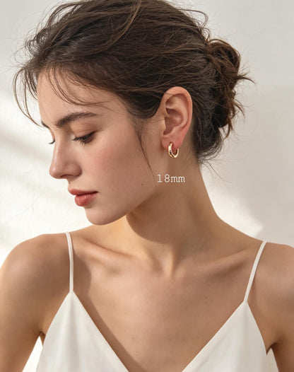 4pcs Gold/ Silver Tone Chunky Hoop Huggies, 4mm Thick, 18/ 20/ 22/ 24/ 26mm, Stainless Steel Hoop Earrings, Minimalist Earrings (GB-3301)