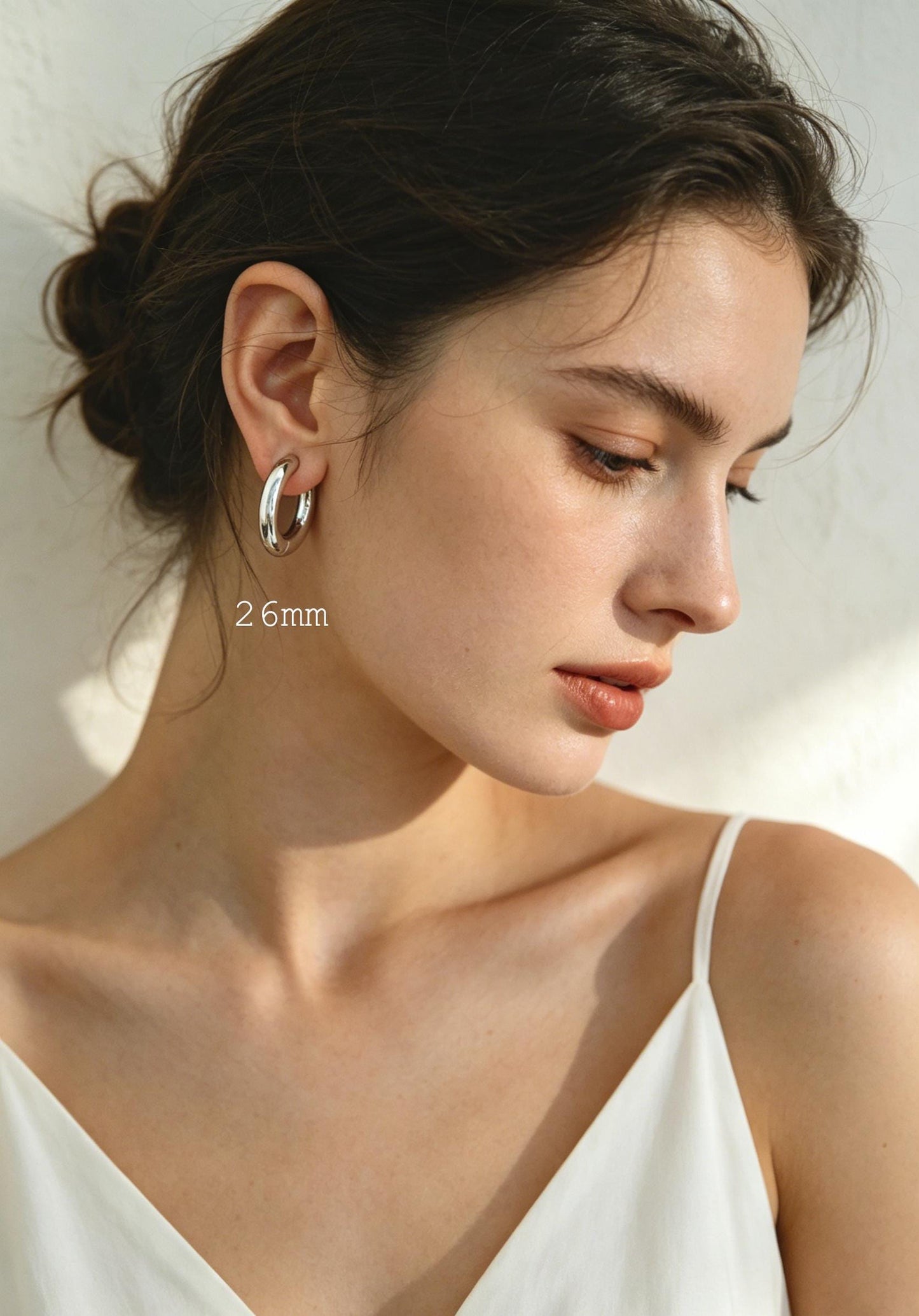 4pcs Gold plated Stainless Steel Huggie Earrings, 5mm Thick by 20/ 22/ 24/ 26mm, Minimalist Chunky Hoop Earrings (GB-1484)