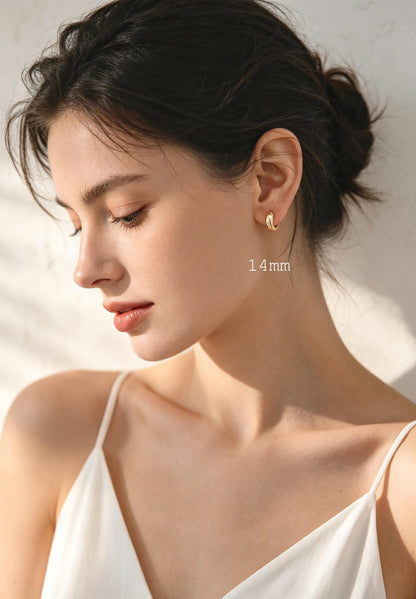 10pcs Gold/ Silver Tone Hoop Earrings, 14/ 16/ 18mm, Gold/ Rhodium plated Huggie Earrings, Small Hoop Earrings (GB-1678)