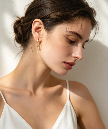 4pcs Gold/ Silver Dangle Minimalist Huggies Earring, Gold/ Rhodium plated Stainless Steel, Gold Huggie Earrings Supply (GB-2388)