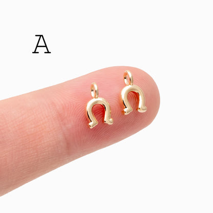 10pcs Gold U Shaped Earrings, 18K Gold plated Brass, Minimalist Stud Earrings (GB-4324)