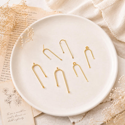 10pcs Gold/ Silver U-shaped Bar Stick Charms/ Earrings (GB-784)