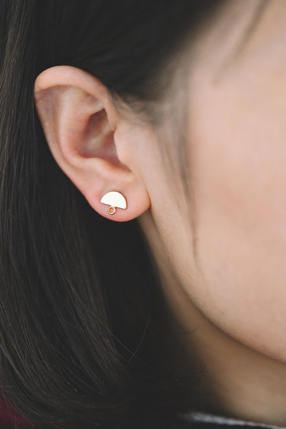 10pcs Gold/ Silver tone Round Disc Earring Posts 12/ 15mm, 18K Gold/ Rhodium plated Brass, Geometric Earring Components Wholesale (GB-624)