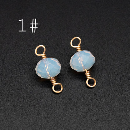 20pcs Crystal Rondelle Beaded Connectors, Glass Beads 8x6mm, 18K Gold Wire Charms, Diy Material Findings (GB-4133)