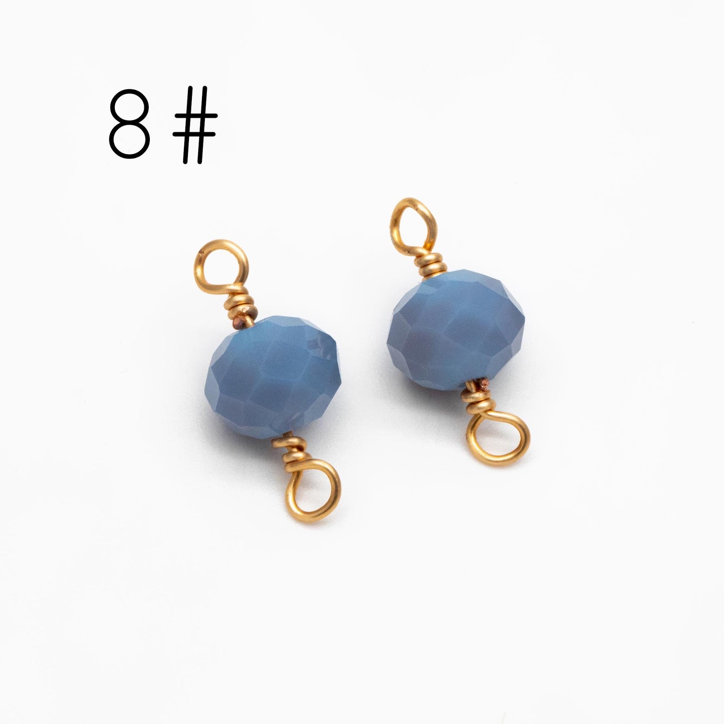 20pcs Crystal Rondelle Beaded Connectors, Glass Beads 8x6mm, 18K Gold Wire Charms, Diy Material Findings (GB-4133)