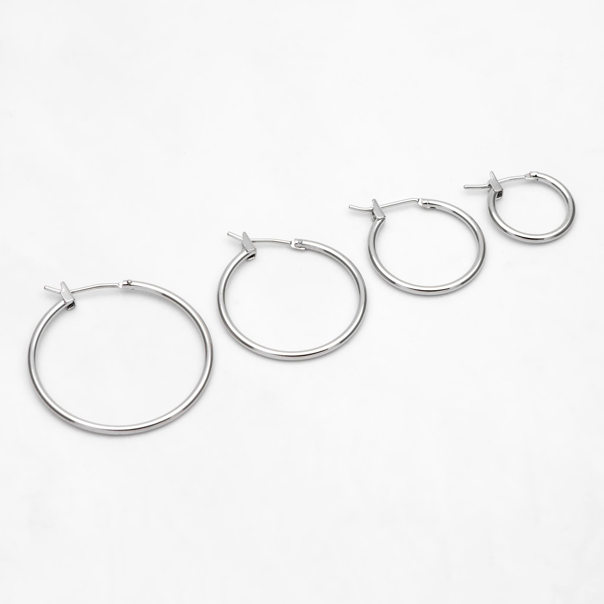 10pcs Gold Hoop Earrings, 2mm Thick, Size 15/20/25/30/35mm, 18K gold plated on Brass, Classic Hoop Earrings (GB-3270)