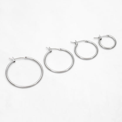 10pcs Gold Hoop Earrings, 2mm Thick, Size 15/20/25/30/35mm, 18K gold plated on Brass, Classic Hoop Earrings (GB-3270)