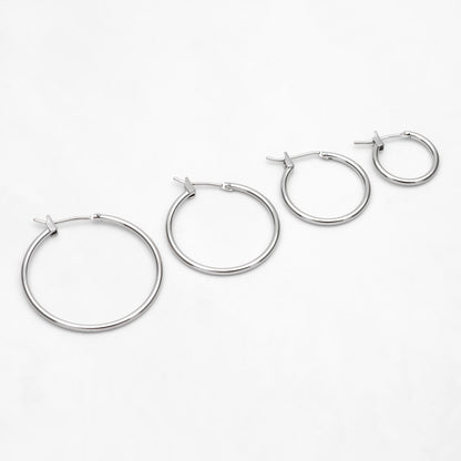10pcs Gold Hoop Earrings, 2mm Thick, Size 15/20/25/30/35mm, 18K gold plated on Brass, Classic Hoop Earrings (GB-3270)