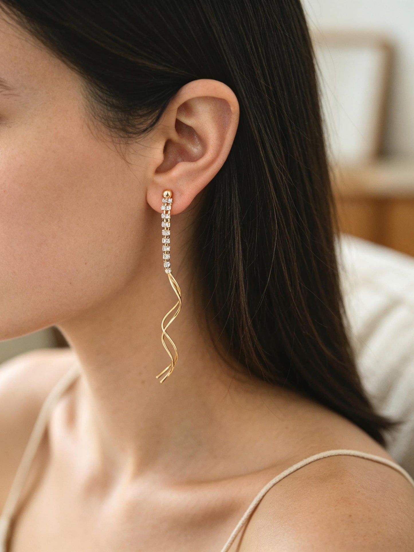 4pcs Chain Tassel Charms, Gold plated Brass, Tassel Earring Components (GB-1277)