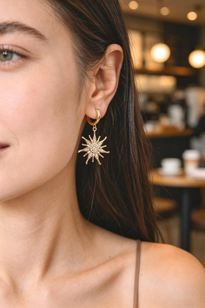 4pcs CZ Pave Gold/ Silver Sun Charms, 18K Gold/ Rhodium plated Brass, Sun Pendants (GB-2259)