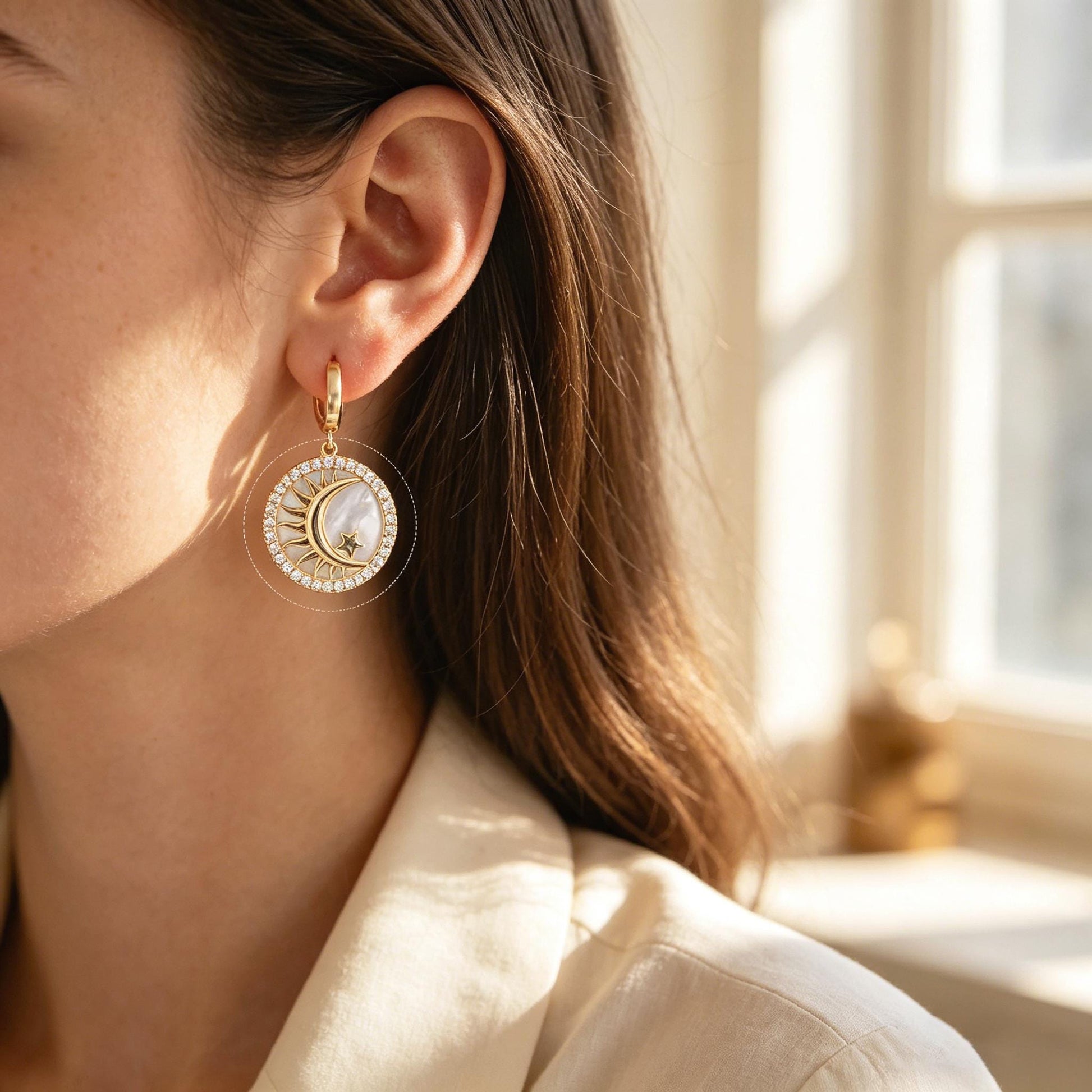 4pcs Gold/ Silver Tone Moon and Star Charm, 18K Gold/ Rhodium plated Brass, Celestial Charm Pendants (GB-2394)