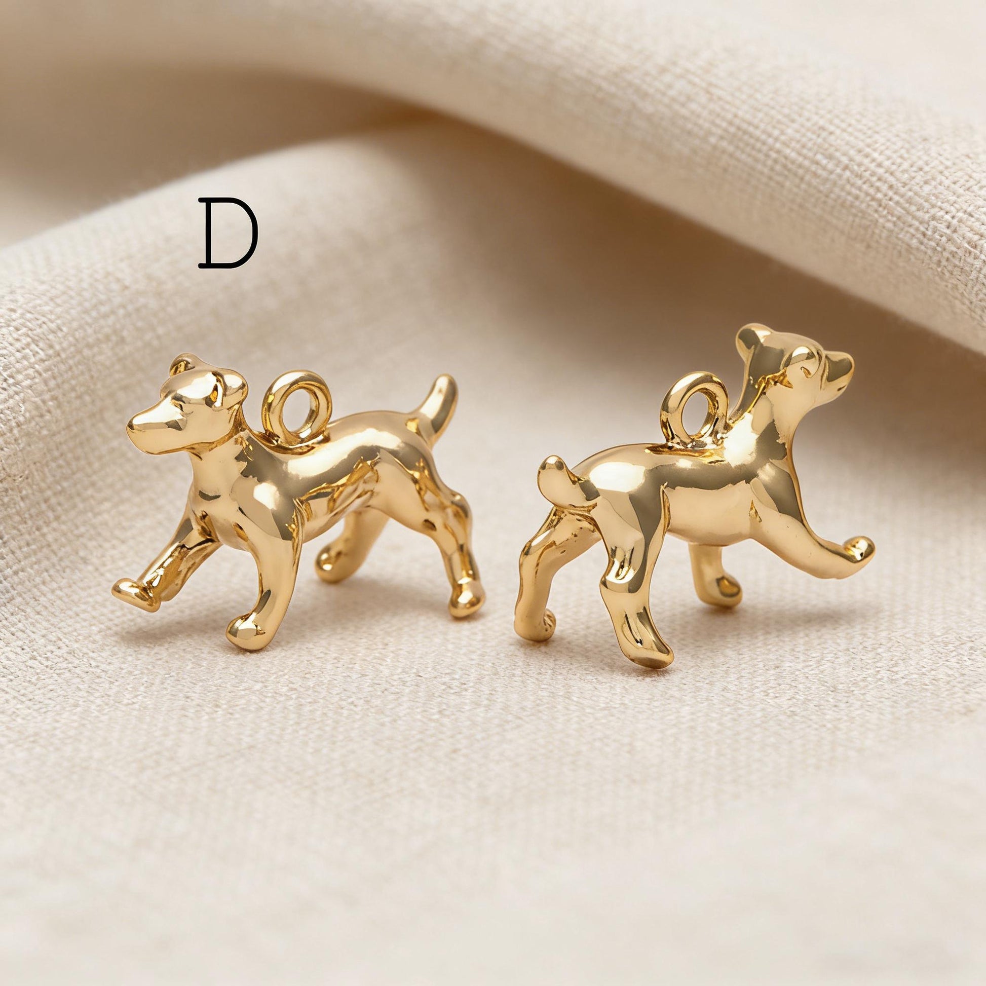 10pcs Gold/ Silver 3D Dog Charm, Gold/ Rhodium plated Brass, Jewelry Making, Diy Material, Jewelry Supplies (GB-2668)
