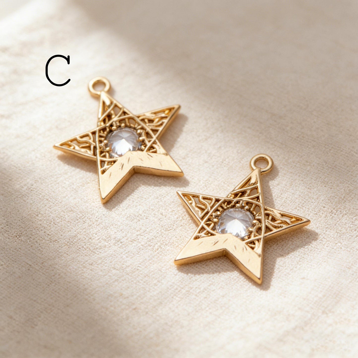 4pcs Gold Star Charm, Earring Findings, Jewelry Making, Diy Material, Jewelry Supplies (GB-2900)