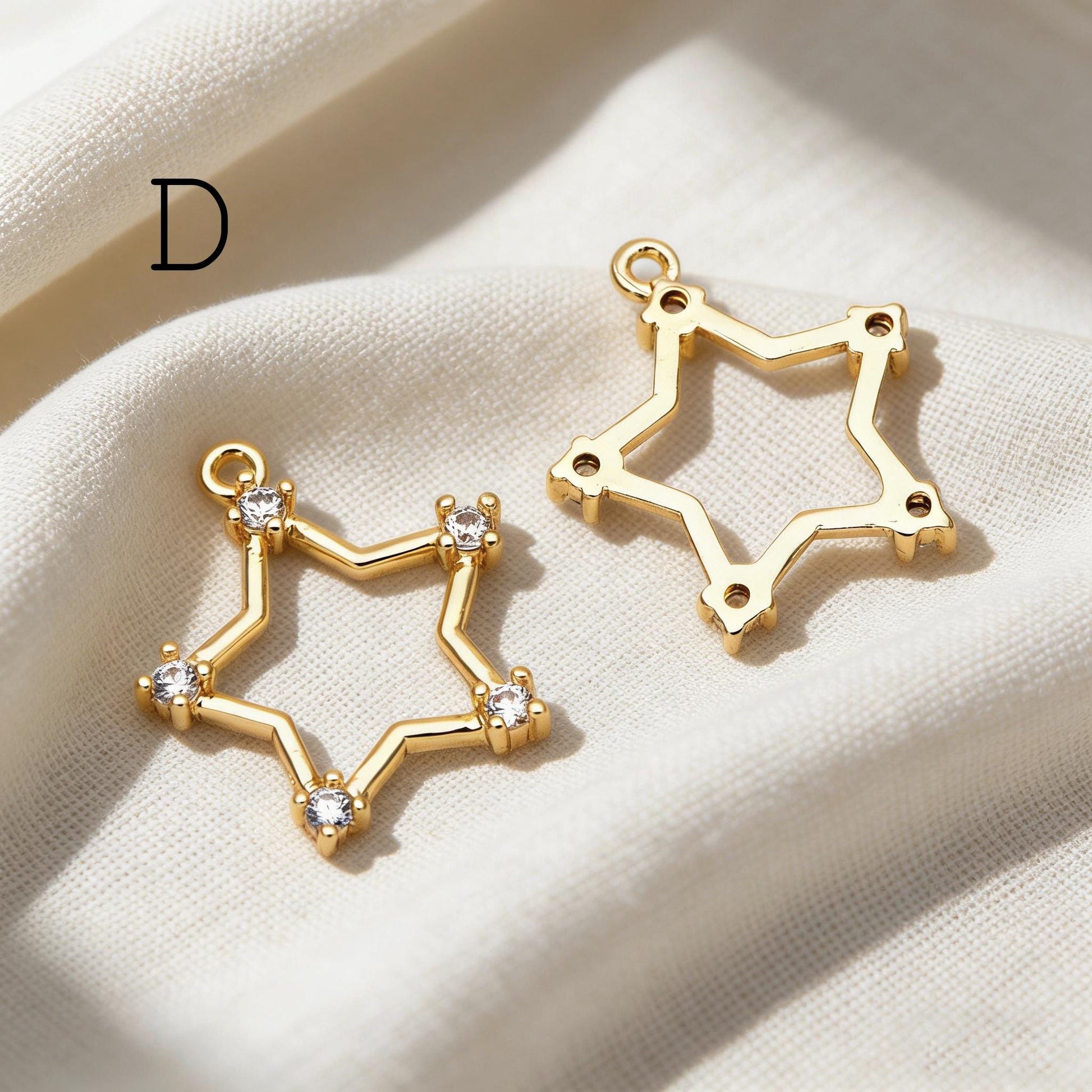 4pcs Gold Star Charm, Earring Findings, Jewelry Making, Diy Material, Jewelry Supplies (GB-2900)